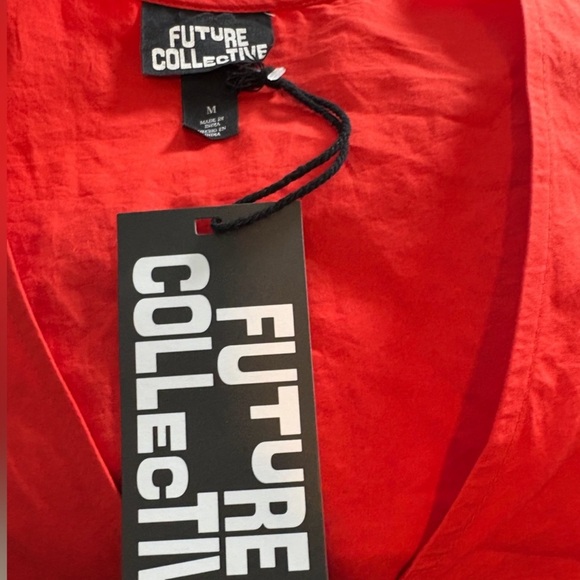 SET Long-Sleeve Eyelet Tie-Front Poplin & Shorts SET XL Red - Picture 5 of 6